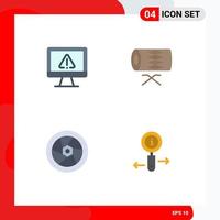 Pictogram Set of 4 Simple Flat Icons of computer st internet instrument movie Editable Vector Design Elements