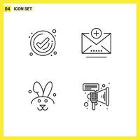 4 Creative Icons Modern Signs and Symbols of business rabbit check email megaphone Editable Vector Design Elements