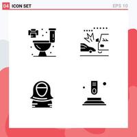 Universal Icon Symbols Group of 4 Modern Solid Glyphs of home character accident crush islam Editable Vector Design Elements