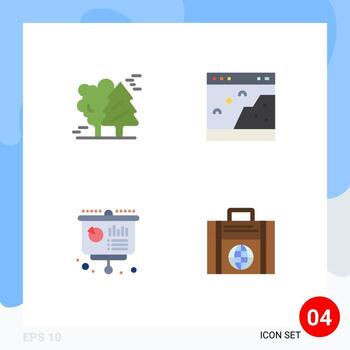 4 concepto de icono plano para sitios web móviles y aplicaciones imagen alpina pinos gráfico de interfaz elementos de diseño vectorial editables vector