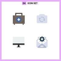 Group of 4 Flat Icons Signs and Symbols for aid computers first refresh gadget Editable Vector Design Elements
