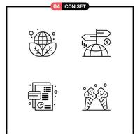4 Line concept for Websites Mobile and Apps earth day card green finance debit Editable Vector Design Elements