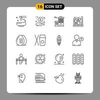 16 iconos creativos signos y símbolos modernos de cocina de huevo construyendo concepto de internet elementos de diseño vectorial editables vector