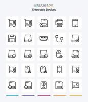 Paquete de iconos de 25 dispositivos creativos como gadget. ordenadores. hardware. impresora. artilugio vector