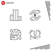 4 Creative Icons Modern Signs and Symbols of district gdpr housing dollar folder Editable Vector Design Elements