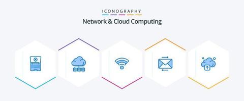 Network And Cloud Computing 25 Blue icon pack including . upload. wifi. cloud. arrow vector