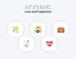 Me encanta el diseño de iconos del paquete de iconos planos 5. bolso. proteccion. chat. amor cuidado. corazón vector