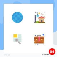 Set of 4 Vector Flat Icons on Grid for automation line equipment house zoom Editable Vector Design Elements