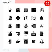 Pack of 25 creative Solid Glyphs of candles layout shipping grid net Editable Vector Design Elements