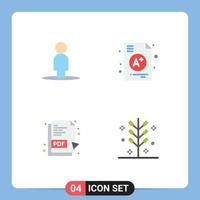 Modern Set of 4 Flat Icons Pictograph of avatar pdf file a school cracker Editable Vector Design Elements