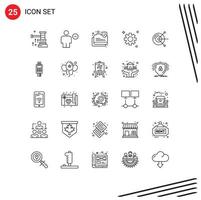 25 Thematic Vector Lines and Editable Symbols of computer setting human gear protection Editable Vector Design Elements