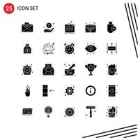 Modern Set of 25 Solid Glyphs and symbols such as devices add login suit case brief Editable Vector Design Elements