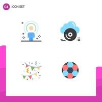 4 concepto de icono plano para sitios web móviles y aplicaciones cliente tienda persona disco decoración elementos de diseño vectorial editables vector