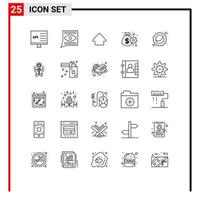 25 User Interface Line Pack of modern Signs and Symbols of mardi gras management email cash upload Editable Vector Design Elements