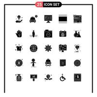 Universal Icon Symbols Group of 25 Modern Solid Glyphs of rack thumbnails blueprint layout cover Editable Vector Design Elements