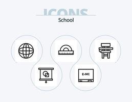 School Line Icon Pack 5 Icon Design. setting. world. class. formula. board vector