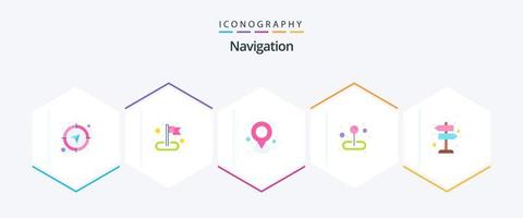 Navigation 25 Flat icon pack including sign. destination. flag. pin. location vector