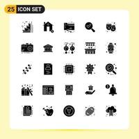 Mobile Interface Solid Glyph Set of 25 Pictograms of mask search location find documents Editable Vector Design Elements