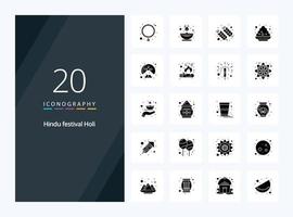 20 Holi Solid Glyph icon for presentation vector