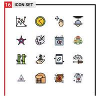 Universal Icon Symbols Group of 16 Modern Flat Color Filled Lines of police light hand cursor lamp furniture Editable Creative Vector Design Elements