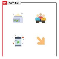 Group of 4 Modern Flat Icons Set for cream team spa group battery Editable Vector Design Elements