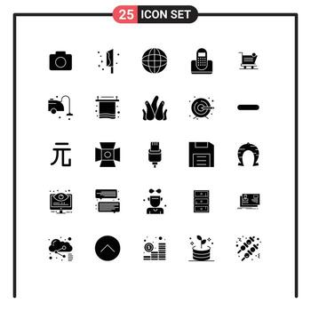 paquete de iconos de vector de stock de 25 signos y símbolos de línea para elementos de diseño de vector editables de llamada de contacto de Internet de dispositivo de carro