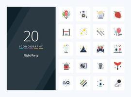 20 Night Party Flat Color icon for presentation vector