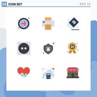 Set of 9 Modern UI Icons Symbols Signs for quality award stationary shield protect Editable Vector Design Elements