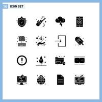 Modern Set of 16 Solid Glyphs and symbols such as book phone cloud mobile devices Editable Vector Design Elements