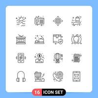 Group of 16 Modern Outlines Set for online ecommerce celebrate bag hindu Editable Vector Design Elements