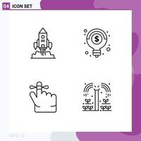 4 Thematic Vector Filledline Flat Colors and Editable Symbols of rocket keep launch ideas agriculture Editable Vector Design Elements