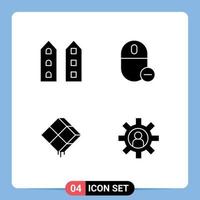 Set of 4 Vector Solid Glyphs on Grid for buildings remove shops gadget decor Editable Vector Design Elements