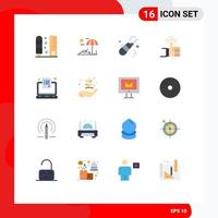 Pictogram Set of 16 Simple Flat Colors of exam review cleaner up like Editable Pack of Creative Vector Design Elements