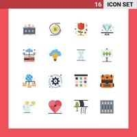 Group of 16 Modern Flat Colors Set for database jewel decentralized diamond romantic Editable Pack of Creative Vector Design Elements