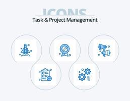 Task And Project Management Blue Icon Pack 5 Icon Design. . sound. rocket. loud. badge vector