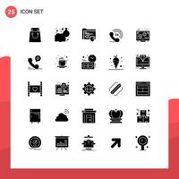 Universal Icon Symbols Group of 25 Modern Solid Glyphs of mobile promotion folder marketing phone Editable Vector Design Elements