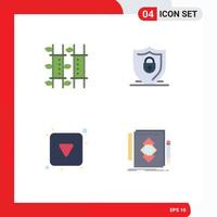 User Interface Pack of 4 Basic Flat Icons of bamboo play button relaxation shield down Editable Vector Design Elements