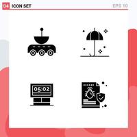 Pictogram Set of 4 Simple Solid Glyphs of car board signal safety score Editable Vector Design Elements