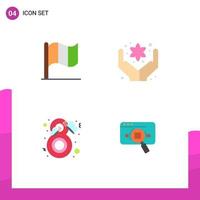 Group of 4 Modern Flat Icons Set for flag fashion hand beauty research Editable Vector Design Elements