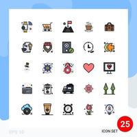 User Interface Pack of 25 Basic Filled line Flat Colors of equipment indian achievement coffee tea Editable Vector Design Elements