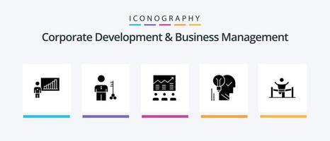 paquete de iconos de glifo 5 de desarrollo corporativo y gestión empresarial que incluye gráfico. gráfico. hombre. negocio. equipo. diseño de iconos creativos vector