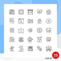 Stock Vector Icon Pack of 25 Line Signs and Symbols for like love watch heart race Editable Vector Design Elements