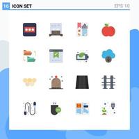 Flat Color Pack of 16 Universal Symbols of file sharing document data folder apple Editable Pack of Creative Vector Design Elements