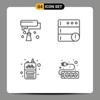 4 User Interface Line Pack of modern Signs and Symbols of paint brush receiver roller server electronic Editable Vector Design Elements