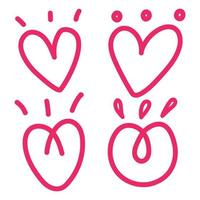 Set of heart handdrawn and doodle for element, love, valentine vector