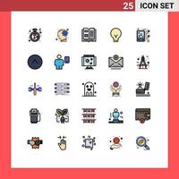 Set of 25 Modern UI Icons Symbols Signs for device basic solution bulb reading Editable Vector Design Elements