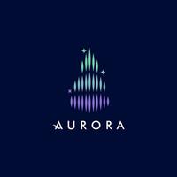 logotipo de aurora boreal, ilustración de diseño de logotipo de icono de aurora boreal moderna cielo aurora y estrellas vector