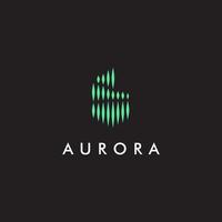 aurora borealis logo, modern northern lights sky aurora and stars icon logo design illustration vector