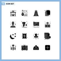 Pictogram Set of 16 Simple Solid Glyphs of detective layers news layer transmission tower Editable Vector Design Elements