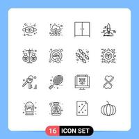 Set of 16 Modern UI Icons Symbols Signs for budget shuttle cloud app launch Editable Vector Design Elements